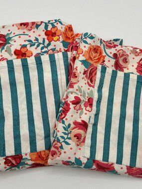 Pantry Lot of 2 Kitchen Aprons Floral Stripe Cottage Core Granny Baking Cooking